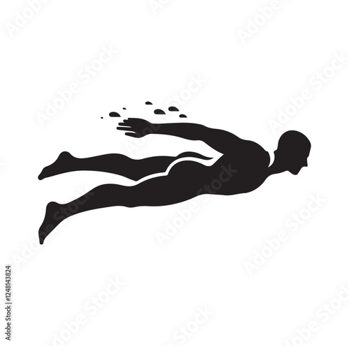 man swimming pose silhouette vector illustration
