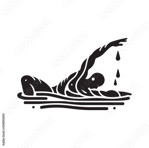 man swimming pose silhouette vector illustration