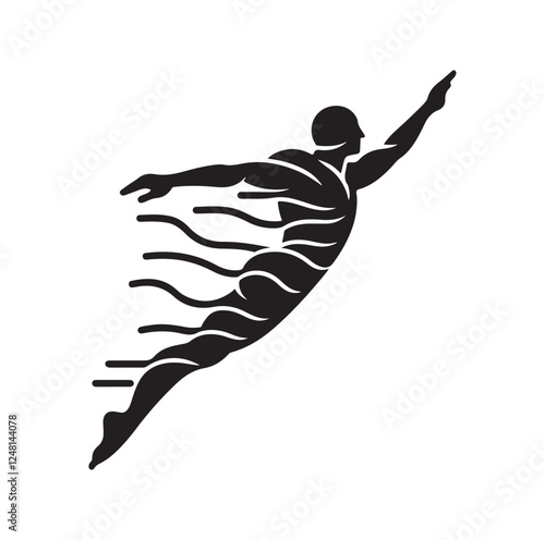 man swimming pose silhouette vector illustration