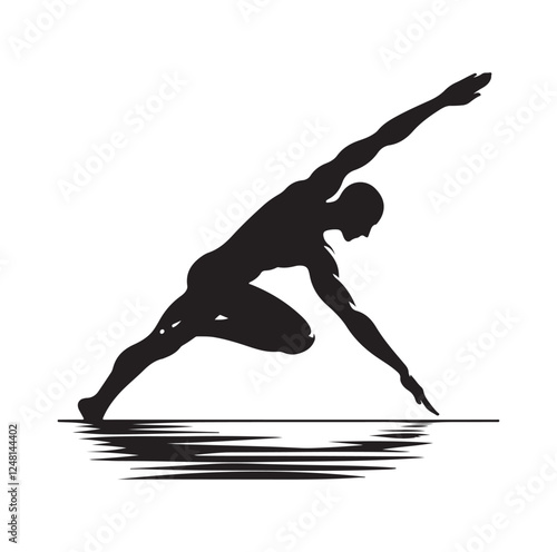 man swimming pose silhouette vector illustration