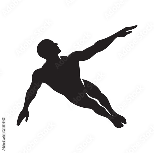 man swimming pose silhouette vector illustration