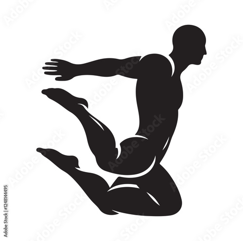 man swimming pose silhouette vector illustration