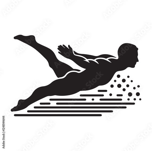 man swimming pose silhouette vector illustration