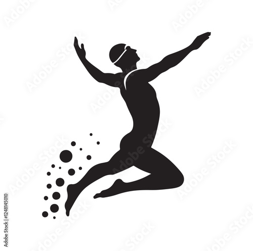 man swimming pose silhouette vector illustration
