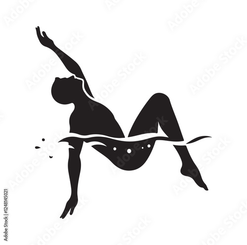 man swimming pose silhouette vector illustration