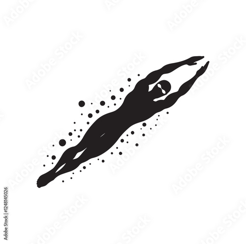 man swimming pose silhouette vector illustration
