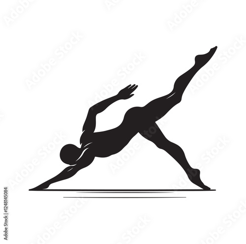 man swimming pose silhouette vector illustration