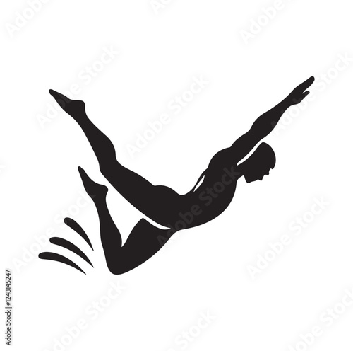 man swimming pose silhouette vector illustration