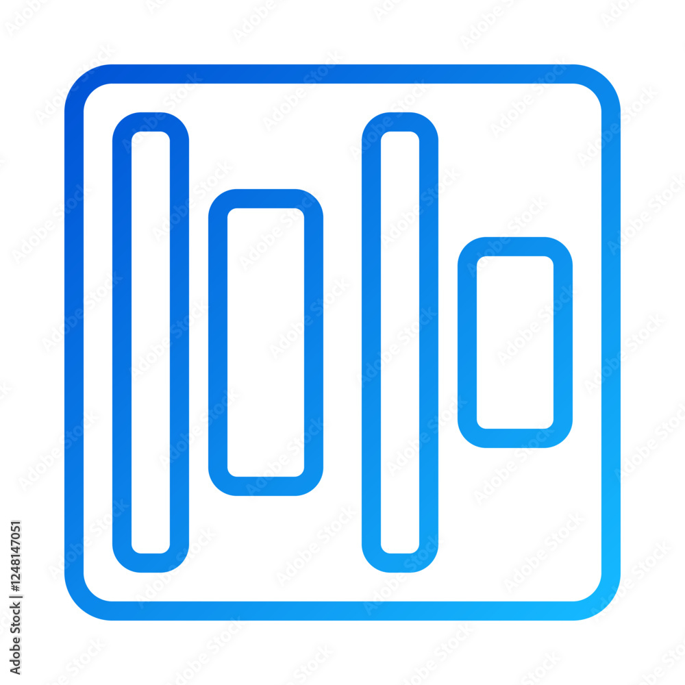 Blue Vertical Bar Graph with Rounded Square Frame Blue Vertical Bar Graph with Rounded Square Frame
