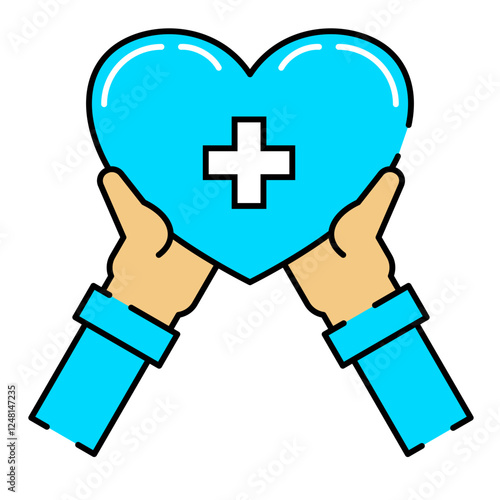 hand holding heart healthcare symbol