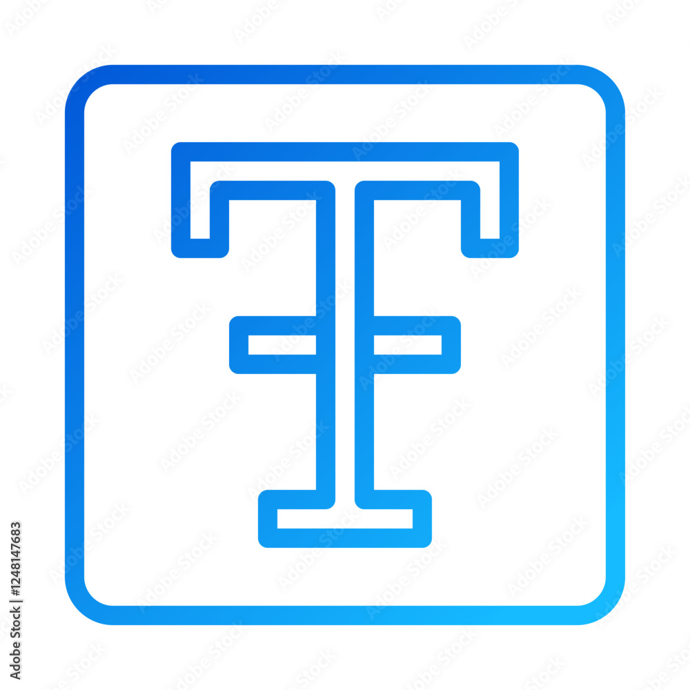 Blue Text Icon in Rounded Square, Bold Design Blue Text Icon in Rounded Square, Bold Design
