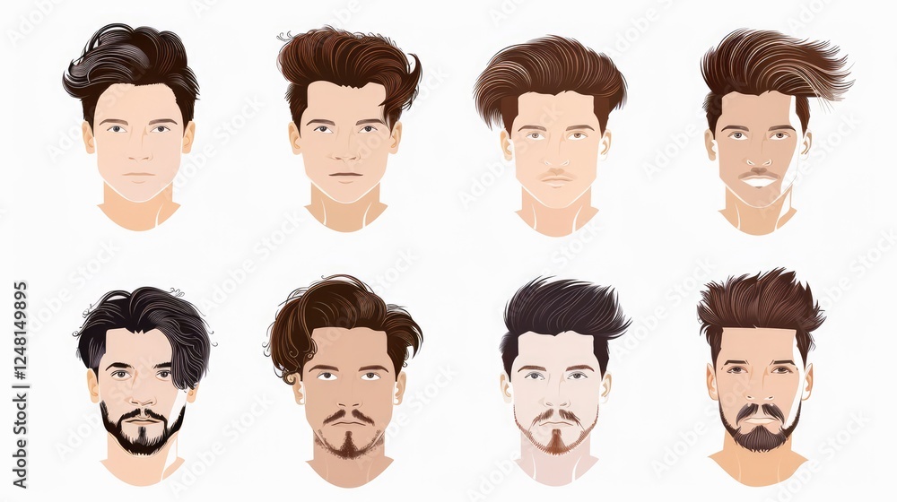 Pixelated Portraits Of Men With Various Hairstyles And Expressions Pixelated Portraits Of Men With Various Hairstyles And Expressions