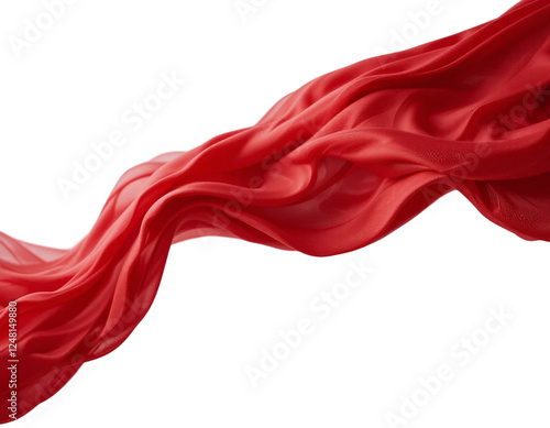 A flowing red fabric against a transparant background