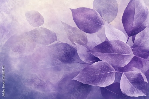 An abstract background featuring lush purple leaves with soft light and detailed textures.