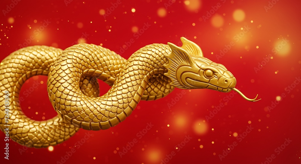 Obraz premium golden dragon on red background