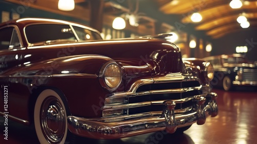 Gleaming Elegance, Vintage Cars bathed in Golden Light, Automotive Heritage photo