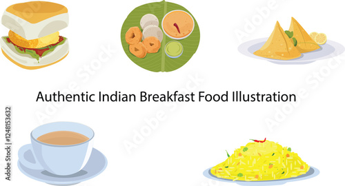 A delightful collection of traditional indian breakfast dishes, including dosa, paratha, poha, and idli.