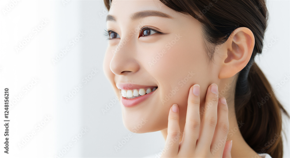 白い歯を見せる女性　ビューティー