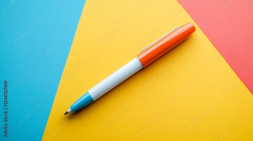 Dry erase pen with a pH indicator isolated on a colorful background