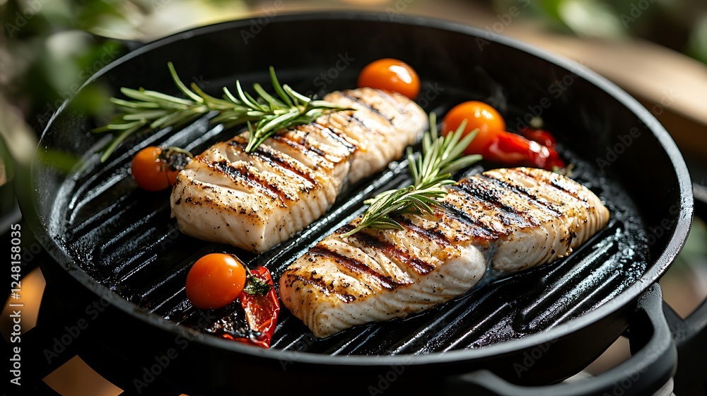 Employ the grilling plate to cook fish