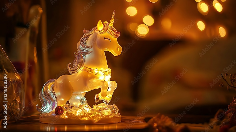 Enchanted glass give up with the unicorn Lighting flames and pillowcases