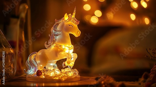Enchanted glass give up with the unicorn Lighting flames and pillowcases