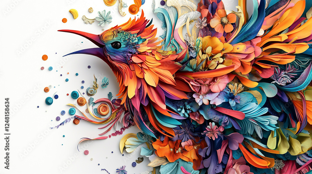 Fototapeta premium Generated image with a white background, showcasing vibrant colors and intricate details