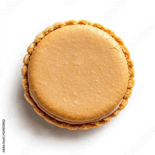 Traditional alfajor cookie top view on white background