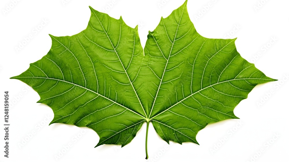 Hyper detailed and vibrant green maple leaf with intricate veins and textures isolated on a clean pure white background Hyper detailed and vibrant green maple leaf with intricate veins and textures isolated on a clean pure white background