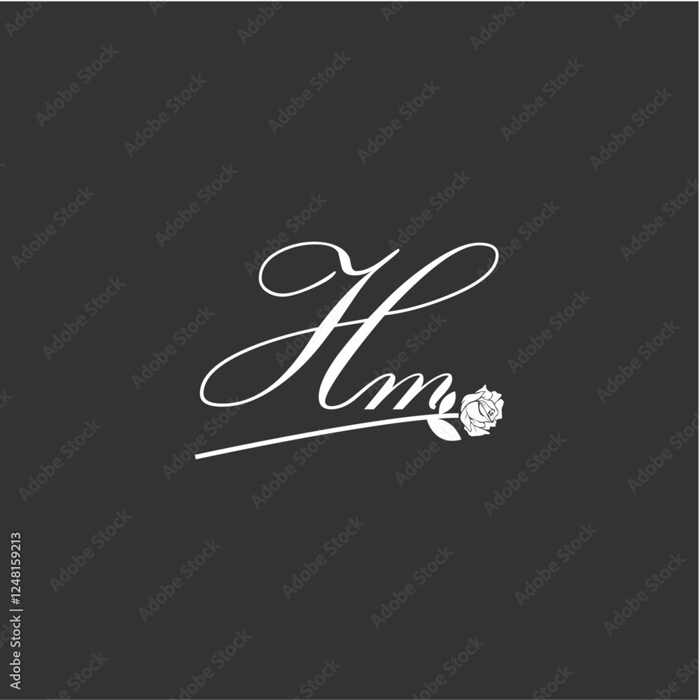 Initial HM art illustration flower design creative Initial HM art illustration flower design creative