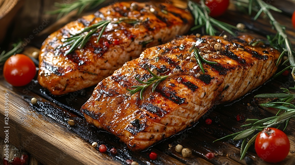 Fish cooked outdoors on the barbecue