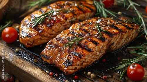 Fish cooked outdoors on the barbecue