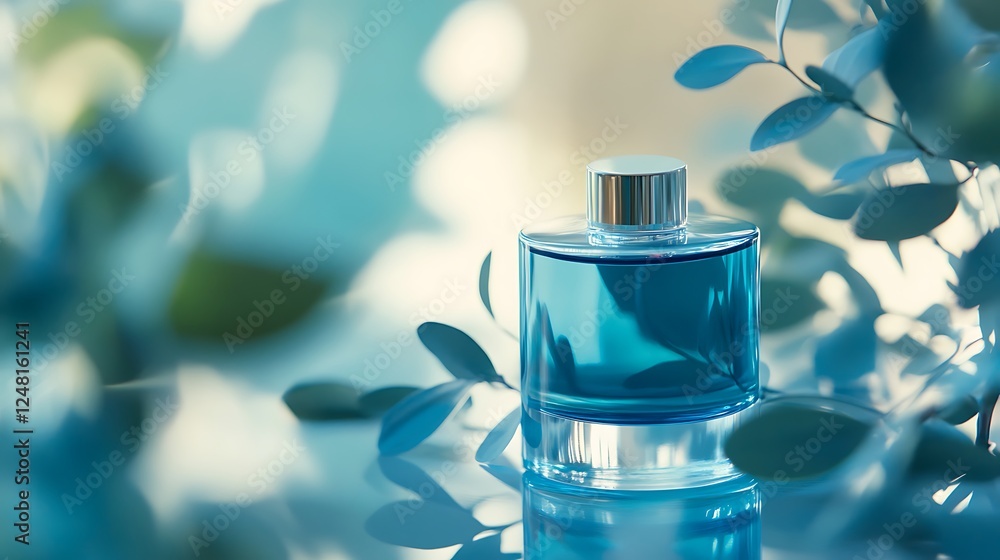 Fragrances inside a rigid solid jar with a blue hue