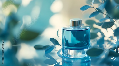 Obraz na płótnie Fragrances inside a rigid solid jar with a blue hue w salonie