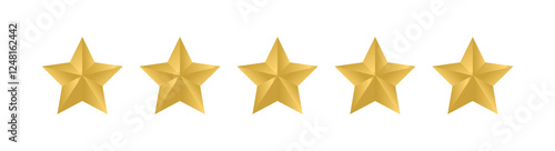 Shiny 3D Gold Star Icon for Ratings, Reviews, and Quality Performance Indicators in Business and Marketing. Vector illustration