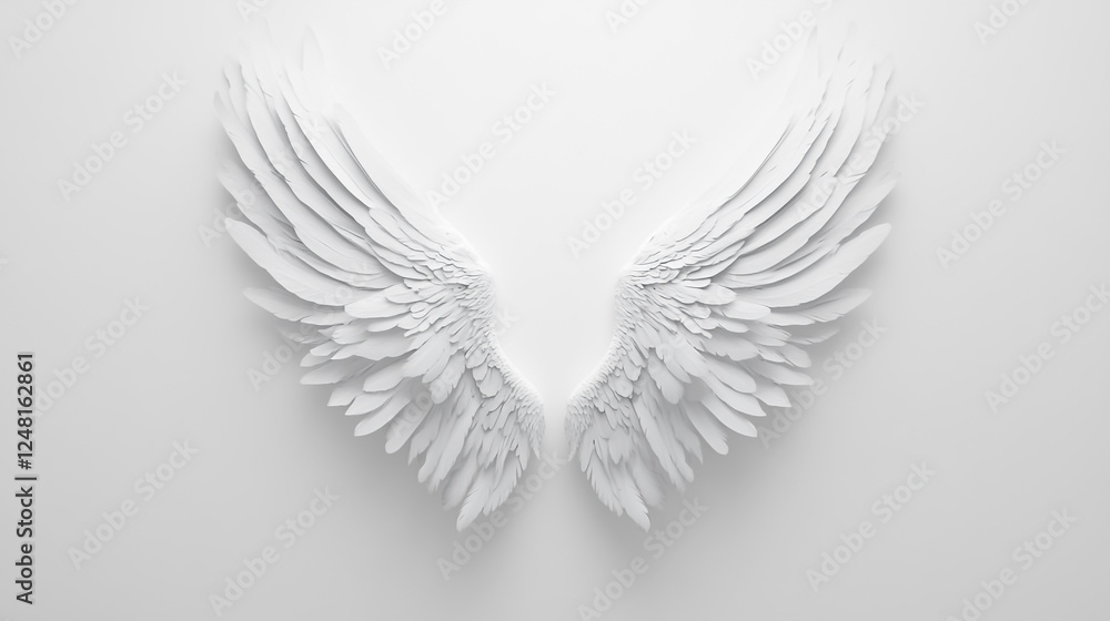 Fototapeta premium Wings on a white background with a minimalistic and elegant design