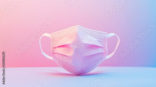 Obraz na płótnie Front view of a pinkish surgical mask against a isolated colorful backdrop w salonie