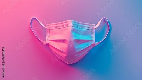 Obraz na płótnie Front view of a pinkish surgical mask against a isolated colorful backdrop w salonie