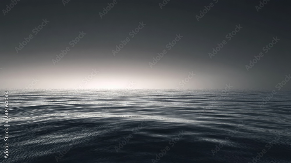 Obraz premium Serene Calm Ocean Surface Under Soft Grey Sky at Dusk