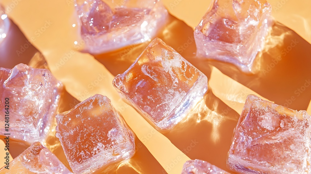 Glistening icy sweets against an orange background