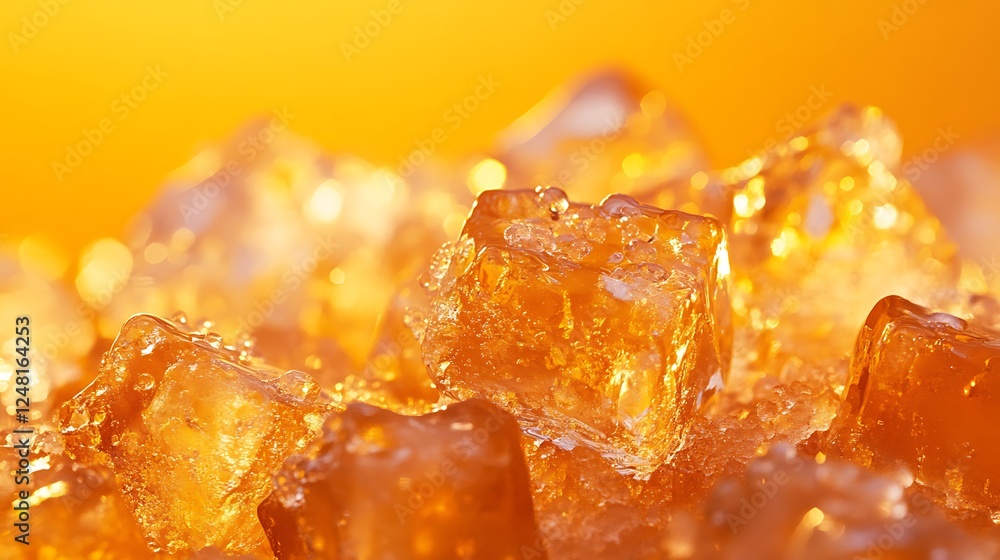 Glistening icy sweets against an orange background