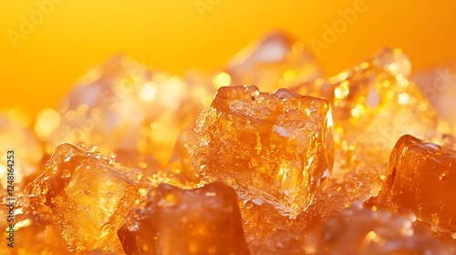 Obraz na płótnie Glistening icy sweets against an orange background w salonie