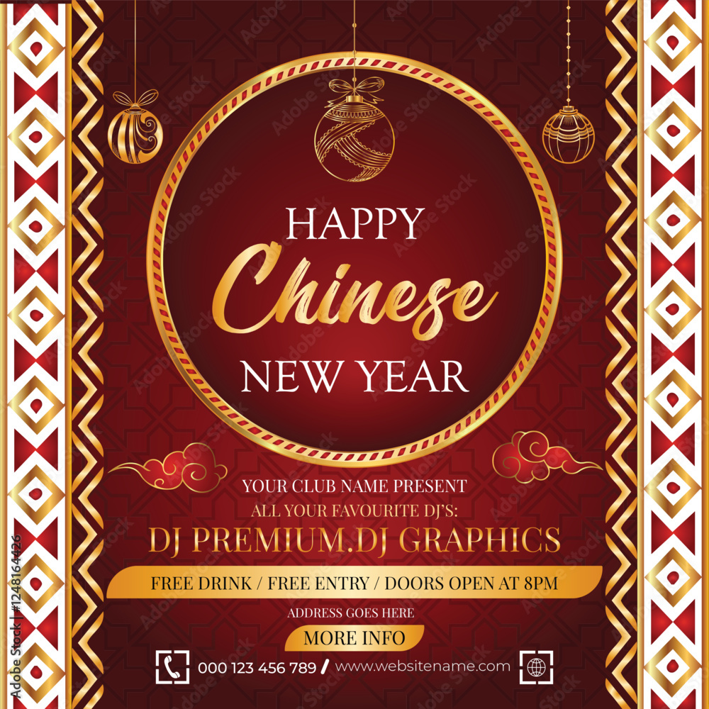 Obraz premium Chinese Or Tet Vietnamese New Year Banner Social Media Post Vector Template