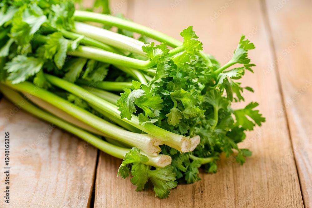 Green Celery sticks on the wood background Green Celery sticks on the wood background