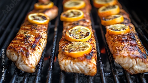Grilling delicious fish with citrus and spices