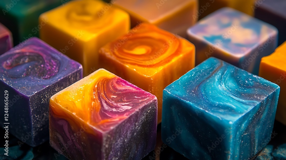 Handcrafted soap beads with a backdrop of solitary colors