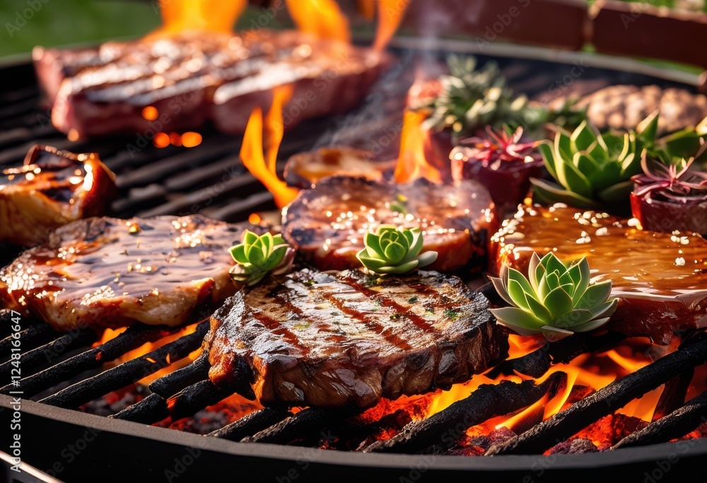 close juicy meat cuts sizzling grill perfect char glaze, barbecue, sizzle, smoke, sear, roast, beef, pork, chicken, flavor, texture, seasoning, marinade close juicy meat cuts sizzling grill perfect char glaze, barbecue, sizzle, smoke, sear, roast, beef, pork, chicken, flavor, texture, seasoning, marinade