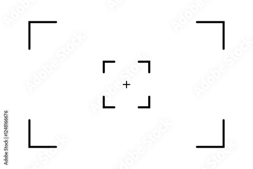 Camera focus target vector. Photo camera viewfinder screen. Flat style vector illustration editable isolated design.
