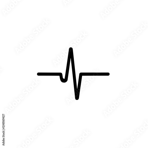 Simple  Pulse Black Icon. Minimalistic Heartbeat Signal.