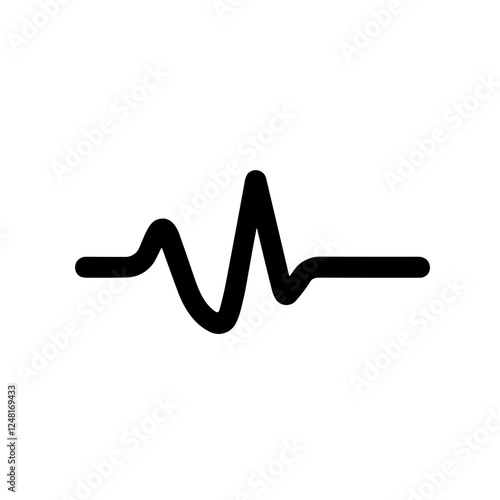 Simple  Pulse Black Icon. Minimalistic Heartbeat Signal.